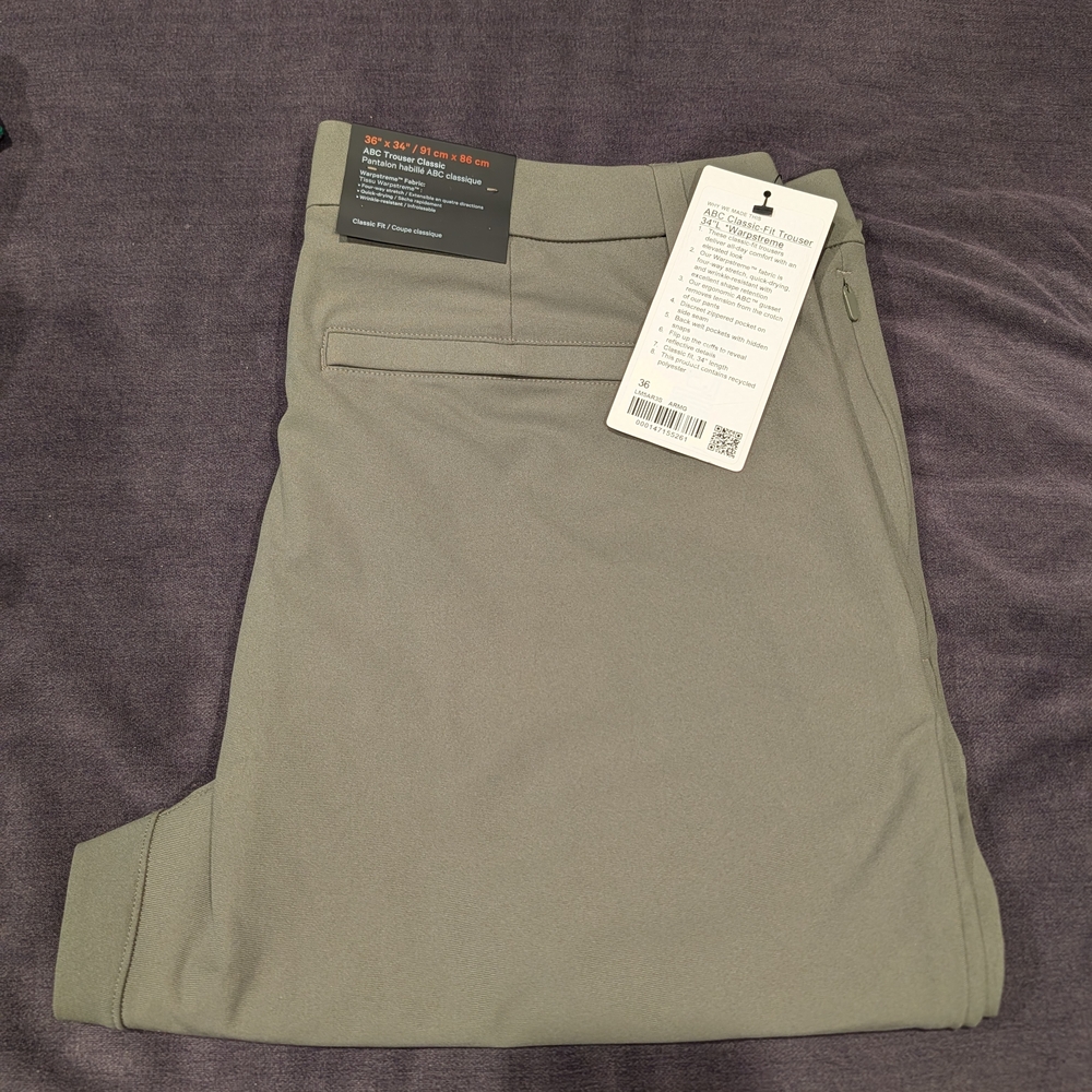 NWT Lululemon ABC Classic Fit Trousers, Warpstreme, 36 X 34 - Picture 3 of 4